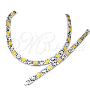 Stainless Steel Necklace and Bracelet, Polished, Two Tone, 06.116.0135