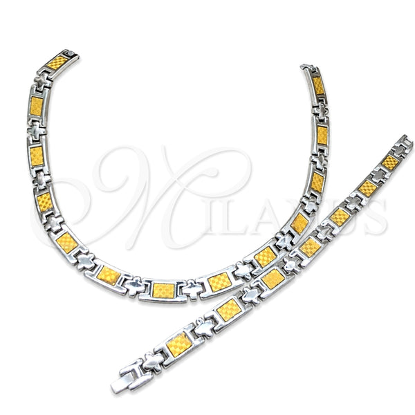 Stainless Steel Bracelet — Necklace and Bracelet Polished Two Tone 06. — main product view — SKU 163935 | Acero Inoxidable brazalete — Necklace and Bracelet pulido Two Tone 06. — SKU 163935