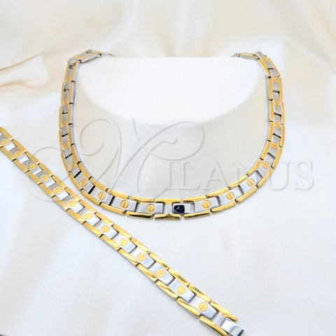 Stainless Steel Necklace and Bracelet, Polished, Two Tone, 06.116.0137