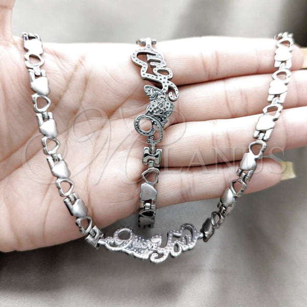 Stainless Steel Bracelet — Necklace and Bracelet Heart and Love Design Polished — alternate product view — SKU 163938 | Acero Inoxidable brazalete — Necklace and Bracelet corazón and Love diseño pulido — SKU 163938