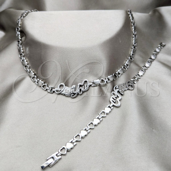Stainless Steel Bracelet — Necklace and Bracelet Heart and Love Design Polished — main product view — SKU 163938 | Acero Inoxidable brazalete — Necklace and Bracelet corazón and Love diseño pulido — SKU 163938
