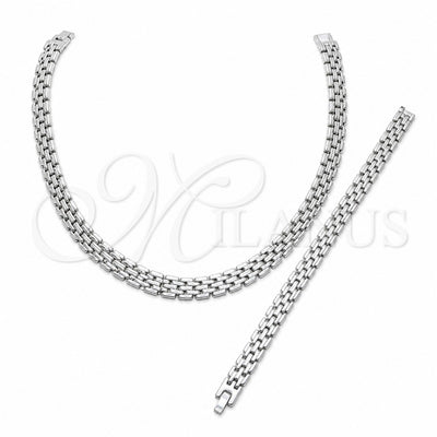 Stainless Steel Necklace and Bracelet, Polished, Rhodium Finish, 06.116.0140 for wholesale, main product view