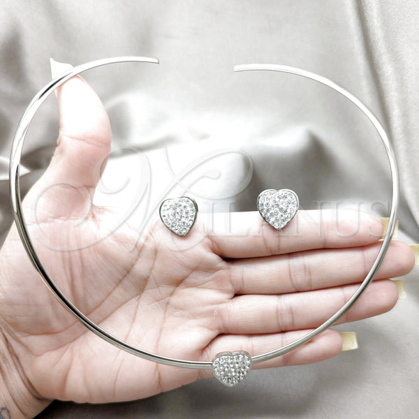 Stainless Steel Ring — Necklace and Earring Heart Design with White Crystal — alternate product view — SKU 163941 | Acero Inoxidable anillo — Necklace and Earring corazón diseño with cristal blanco — SKU 163941