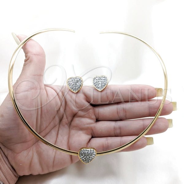 Stainless Steel Ring — Necklace and Earring Heart Design with White Crystal — alternate product view — SKU 163942 | Acero Inoxidable anillo — Necklace and Earring corazón diseño with cristal blanco — SKU 163942
