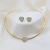 Stainless Steel Necklace and Earring, Heart Design, with White Crystal, Polished, Golden Finish, 06.116.0141.1