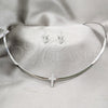 Stainless Steel Necklace and Earring, Cross Design, with White Crystal, Polished, Rhodium Finish, 06.116.0142