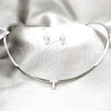Stainless Steel Necklace and Earring, Cross Design, with White Crystal, Polished, Rhodium Finish, 06.116.0142