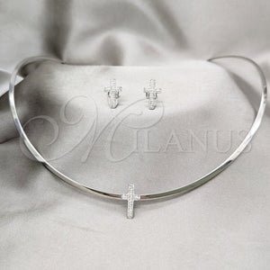 Stainless Steel Ring — Necklace and Earring Cross Design with White Crystal — main product view — SKU 163943 | Acero Inoxidable anillo — Necklace and Earring cruz diseño with cristal blanco — SKU 163943