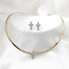 Stainless Steel Necklace and Earring, Cross Design, Polished, Golden Finish, 06.116.0142.1