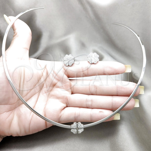 Stainless Steel Ring — Necklace and Earring Four-leaf Clover Design with White — alternate product view — SKU 163945 | Acero Inoxidable anillo — Necklace and Earring Four-leaf Clover diseño with blanco — SKU 163945