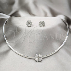 Stainless Steel Ring — Necklace and Earring Four-leaf Clover Design with White — main product view — SKU 163945 | Acero Inoxidable anillo — Necklace and Earring Four-leaf Clover diseño with blanco — SKU 163945
