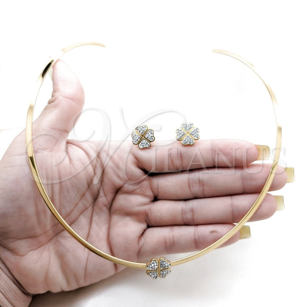 Stainless Steel Ring — Necklace and Earring Four-leaf Clover Design with White — alternate product view — SKU 163946 | Acero Inoxidable anillo — Necklace and Earring Four-leaf Clover diseño with blanco — SKU 163946