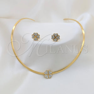 Stainless Steel Ring — Necklace and Earring Four-leaf Clover Design with White — main product view — SKU 163946 | Acero Inoxidable anillo — Necklace and Earring Four-leaf Clover diseño with blanco — SKU 163946