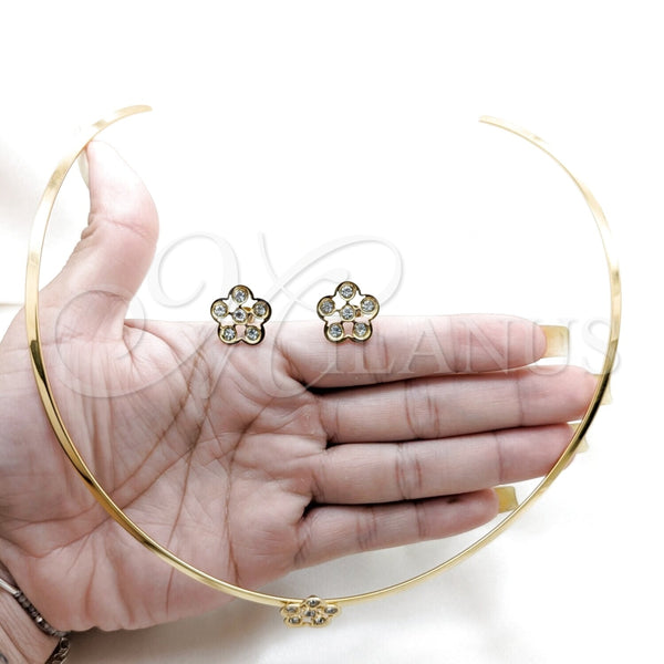 Stainless Steel Ring — Necklace and Earring Flower Design with White Crystal — alternate product view — SKU 163950 | Acero Inoxidable anillo — Necklace and Earring flor diseño with cristal blanco — SKU 163950
