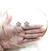 Stainless Steel Necklace and Earring, Flower Design, with White Crystal, Polished, Golden Finish, 06.116.0145.1