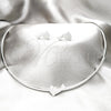 Stainless Steel Necklace and Earring, Dolphin Design, with White Crystal, Polished, Rhodium Finish, 06.116.0147