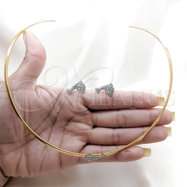 Stainless Steel Ring — Necklace and Earring Dolphin Design with White Crystal — alternate product view — SKU 163954 | Acero Inoxidable anillo — Necklace and Earring delfín diseño with cristal blanco — SKU 163954