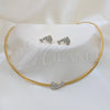 Stainless Steel Necklace and Earring, Dolphin Design, with White Crystal, Polished, Golden Finish, 06.116.0147.1