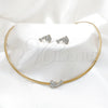 Stainless Steel Necklace and Earring, Dolphin Design, with White Crystal, Polished, Golden Finish, 06.116.0147.1
