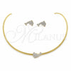 Stainless Steel Necklace and Earring, Dolphin Design, with White Crystal, Polished, Golden Finish, 06.116.0147.1