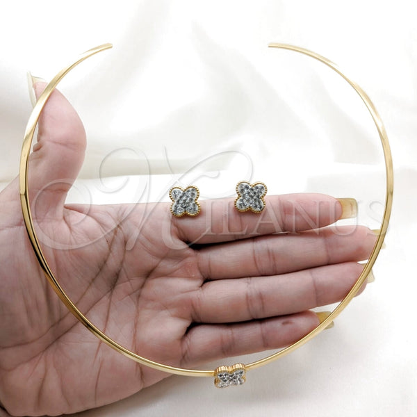 Stainless Steel Ring — Necklace and Earring Flower Design with White Crystal — alternate product view — SKU 163956 | Acero Inoxidable anillo — Necklace and Earring flor diseño with cristal blanco — SKU 163956