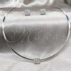Stainless Steel Necklace and Earring, with White Crystal, Polished, Rhodium Finish, 06.116.0150