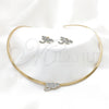 Stainless Steel Necklace and Earring, Dragon-Fly Design, with White Crystal, Polished, Golden Finish, 06.116.0151