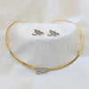 Stainless Steel Necklace and Earring, Dragon-Fly Design, with White Crystal, Polished, Golden Finish, 06.116.0151