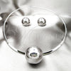 Stainless Steel Necklace and Earring, Ball Design, Polished, Rhodium Finish, 06.116.0152