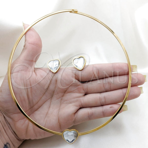 Stainless Steel Ring — Necklace and Earring Heart Design with White Crystal — alternate product view — SKU 163961 | Acero Inoxidable anillo — Necklace and Earring corazón diseño with cristal blanco — SKU 163961