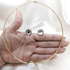 Stainless Steel Necklace and Earring, with White Crystal, Polished, Golden Finish, 06.116.0154