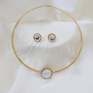 Stainless Steel Ring — Necklace and Earring with White Crystal Polished 06. — main product view — SKU 163964 | Acero Inoxidable anillo — Necklace and Earring with cristal blanco pulido 06. — SKU 163964