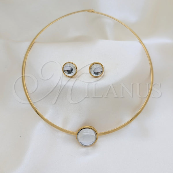 Stainless Steel Ring — Necklace and Earring with White Crystal Polished 06. — main product view — SKU 163964 | Acero Inoxidable anillo — Necklace and Earring with cristal blanco pulido 06. — SKU 163964