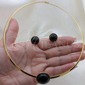 Stainless Steel Ring — Necklace and Earring with Black Crystal Polished 06. — main product view — SKU 163966 | Acero Inoxidable anillo — Necklace and Earring with negro cristal pulido 06. — SKU 163966