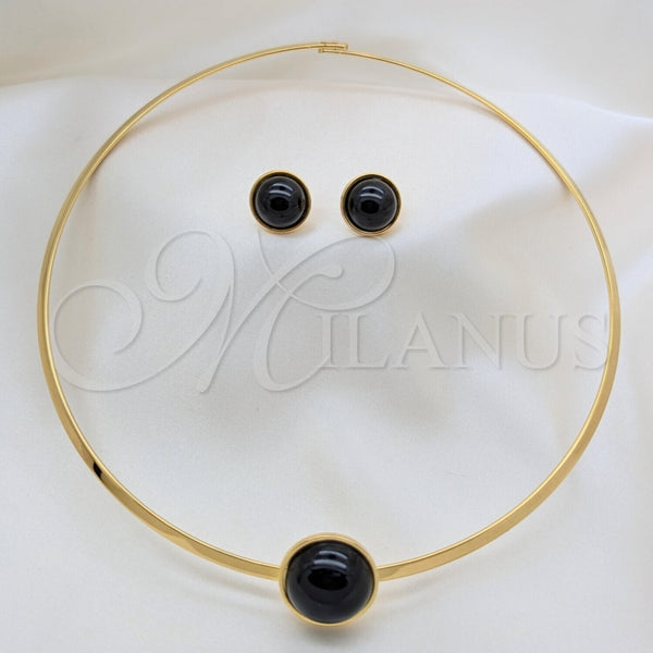 Stainless Steel Ring — Necklace and Earring with Black Crystal Polished 06. — alternate product view — SKU 163966 | Acero Inoxidable anillo — Necklace and Earring with negro cristal pulido 06. — SKU 163966