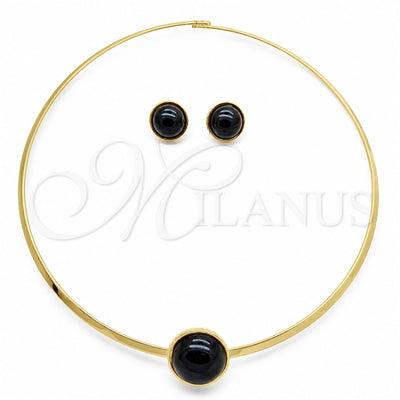 Stainless Steel Necklace and Earring, with Black Crystal, Polished, Golden Finish, 06.116.0154.2 for wholesale, main product view