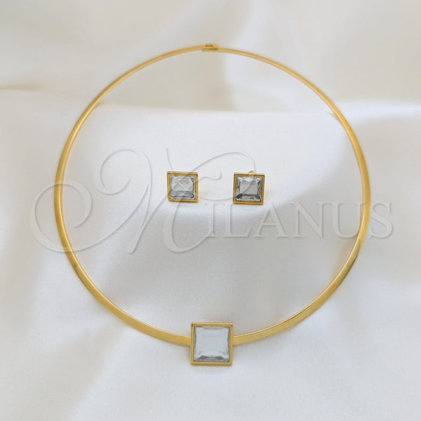 Stainless Steel Ring — Necklace and Earring with White Crystal Polished 06. — main product view — SKU 163967 | Acero Inoxidable anillo — Necklace and Earring with cristal blanco pulido 06. — SKU 163967