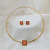 Stainless Steel Necklace and Earring, with Orange Red Crystal, Polished, Golden Finish, 06.116.0155.1