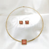 Stainless Steel Necklace and Earring, with Orange Red Crystal, Polished, Golden Finish, 06.116.0155.1