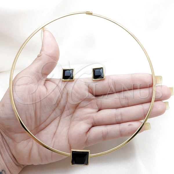 Stainless Steel Ring — Necklace and Earring with Black Crystal Polished 06. — alternate product view — SKU 163969 | Acero Inoxidable anillo — Necklace and Earring with negro cristal pulido 06. — SKU 163969