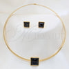 Stainless Steel Necklace and Earring, with Black Crystal, Polished, Golden Finish, 06.116.0155.2