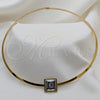 Stainless Steel Fancy Necklace, Twist Design, with White Crystal, Polished, Golden Finish, 04.116.0109 for wholesale, additional product view 3
