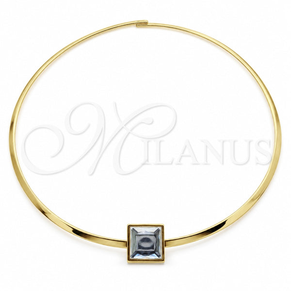 Stainless Steel Fancy Necklace, Twist Design, with White Crystal, Polished, Golden Finish, 04.116.0109 for wholesale, main product view