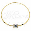 Stainless Steel Fancy Necklace, Twist Design, with White Crystal, Polished, Golden Finish, 04.116.0109 for wholesale, main product view