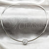 Stainless Steel Fancy Necklace, Heart Design, with White Crystal, Polished, Rhodium Finish, 04.116.0110 (Thickness, 17 Inches Length)