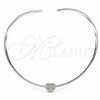Stainless Steel Fancy Necklace, Heart Design, with White Crystal, Polished, Rhodium Finish, 04.116.0110 (Thickness, 17 Inches Length)