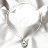 Stainless Steel Fancy Necklace, Ball and Twist Design, Polished, Rhodium Finish, 04.116.0113 (Thickness, 17 Inches Length)