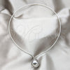 Stainless Steel Fancy Necklace, Ball and Twist Design, Polished, Rhodium Finish, 04.116.0113 (Thickness, 17 Inches Length)