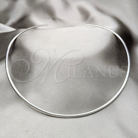 Stainless Steel Basic Necklace, Twist Design, Polished, Rhodium Finish, 04.116.0114 (Thickness, 17 Inches Length)