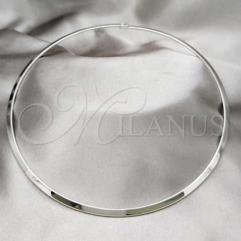 Stainless Steel Basic Necklace, Twist Design, Polished, Rhodium Finish, 04.116.0116 (Thickness, 17 Inches Length)